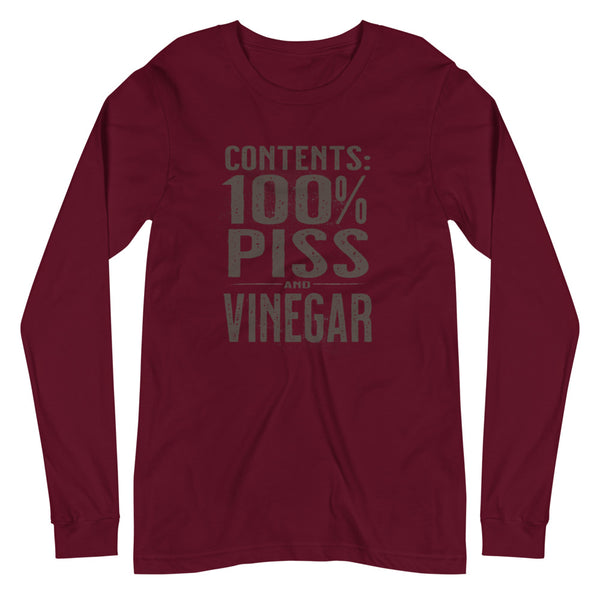 Contents 100% Piss and Vinegar Long Sleeve Tee Unisex