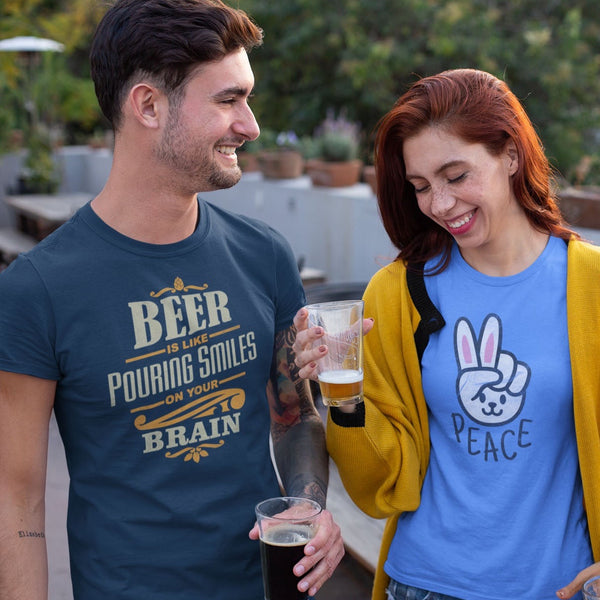 Beer is like pouring smiles on your brain t-shirt