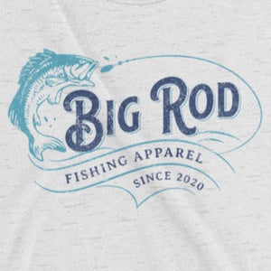 Close up of funny vintage retro Big Rod Fishing apparel t-shirt