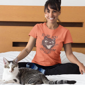 Woman wearing funny t-shirt about cats from Shirty Store