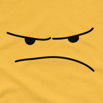 Shirty grumpy face t-shirt close up