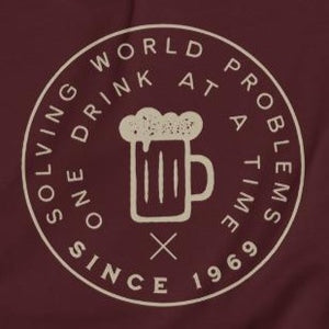 Close up of solving world problems one drink at a time sweatshirt