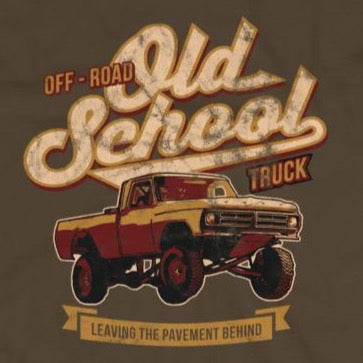 Close up of vintage retro Old School Truck t-shirt from Shirty Store