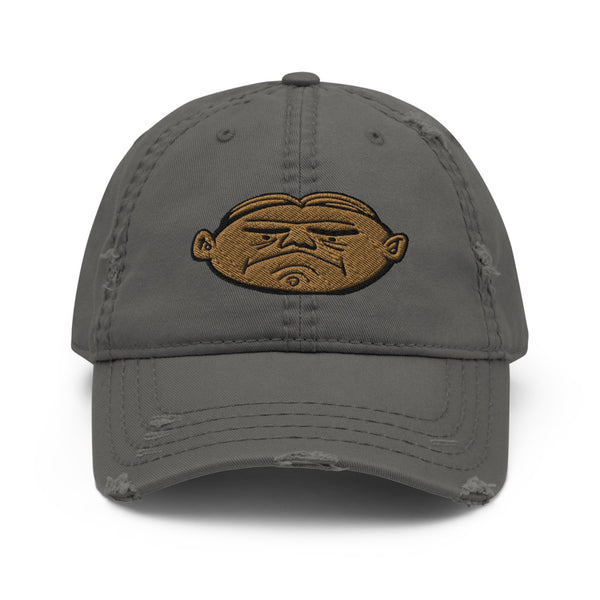 Grumpy Face Distressed Hat