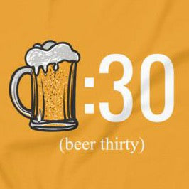 Close up of funny Beer Thirty t-shirt from Shirty Store