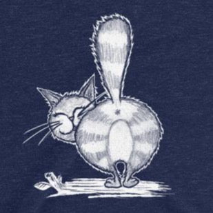 Close up of funny Cat butt t-shirt from Shirty Store