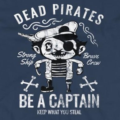 Close up of funny Dead Pirates t-shirt from Shirty Store