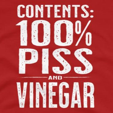 Close up of funny sarcastic piss and vinegar women's t-shirt from Shirty Store