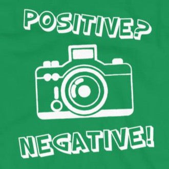 Close up of funny t-shirt Positive Negative from Shirty Store
