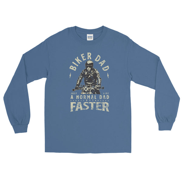 Biker Dad long sleeve shirt with vintage retro design from Shirty Store light blue.jpg