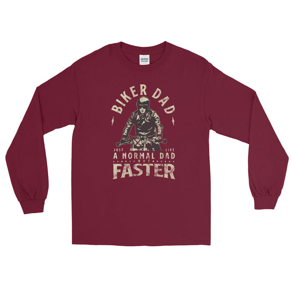 Biker Dad long sleeve shirt with vintage retro design from Shirty Store Maroon.jpg