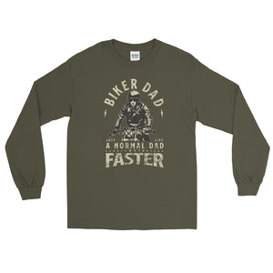 Biker Dad long sleeve shirt with vintage retro design from Shirty Store green.jpg