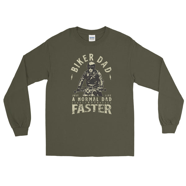 Biker Dad long sleeve shirt with vintage retro design from Shirty Store green.jpg