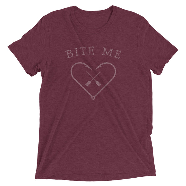 Maroon Man wearing funny Bite Me t-shirt for fishermen from Shirty Store