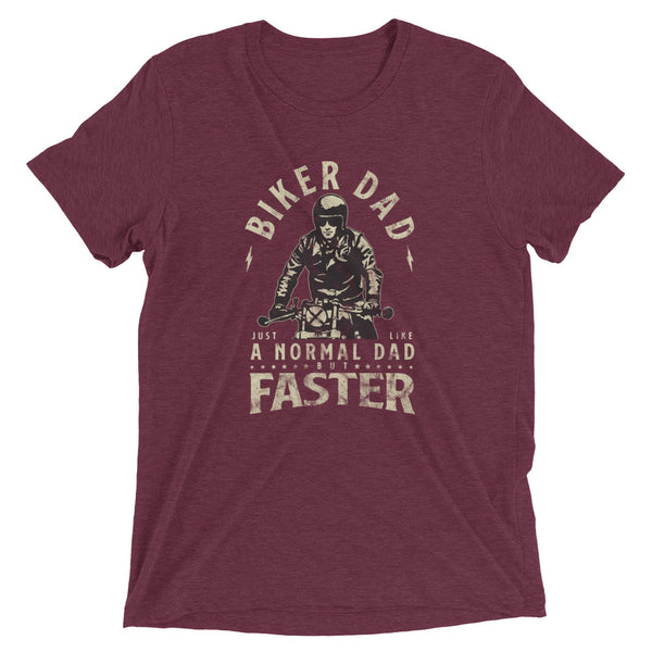 Maroon funny Biker Dad t-shirt from Shirty Store