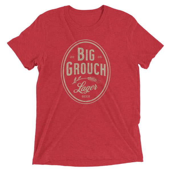 Red funny Big Grouch Lager t-shirt from Shirty Store