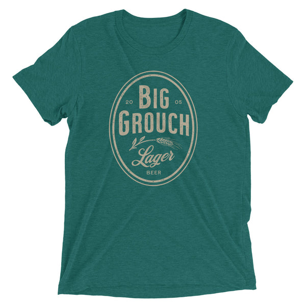 Teal funny Big Grouch Lager t-shirt from Shirty Store