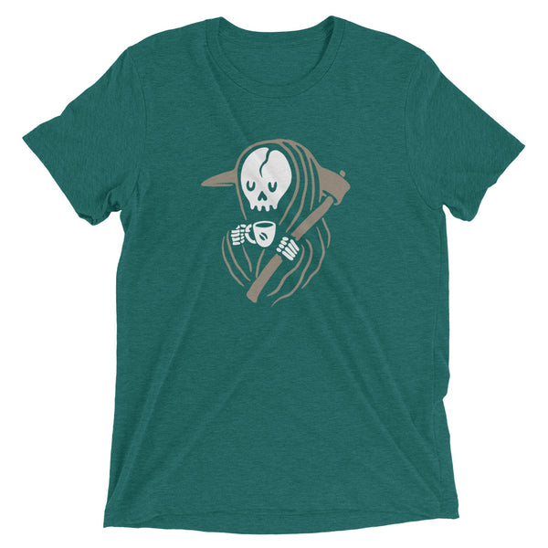 Green Funny Grim Reaper and Coffee t-shirt from Shirty Store