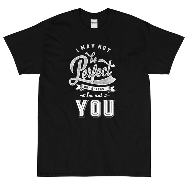 Black sarcastic I May Not Be Perfect But I'm Not You t-shirt from Shirty Store