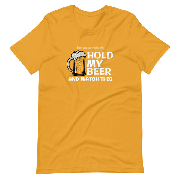 Gold funny Hold My Beer t-shirt from Shirty Store