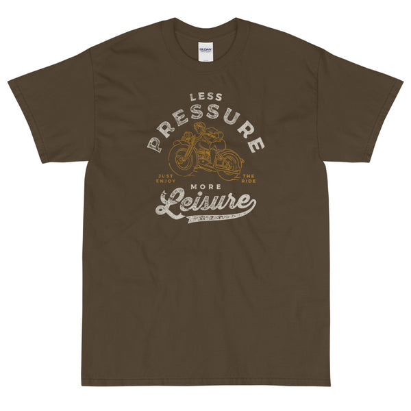 Olive Stylish retro Less Pressure More Leisure t-shirt from Shirty Store