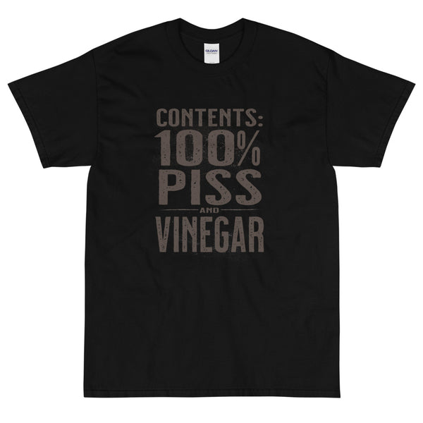 Black sarcastic t-shirt piss and vinegar from Shirty Store