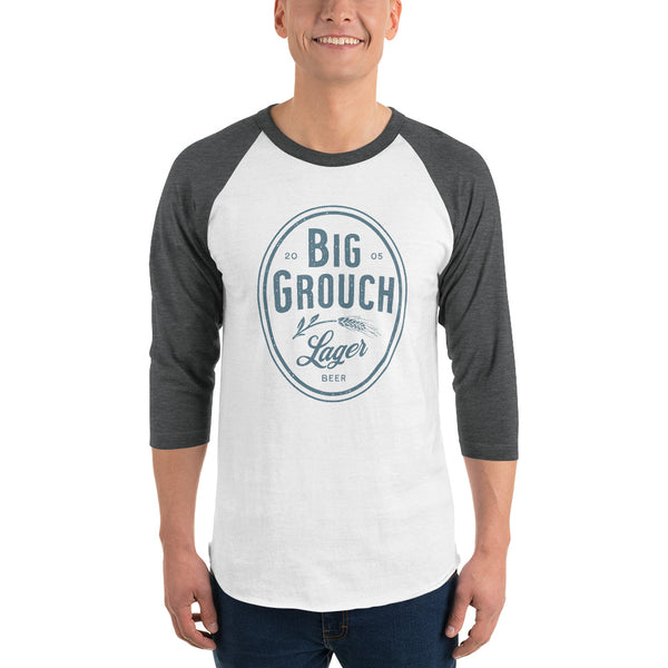 Big Grouch Lager 3/4 sleeve raglan funny shirt for men