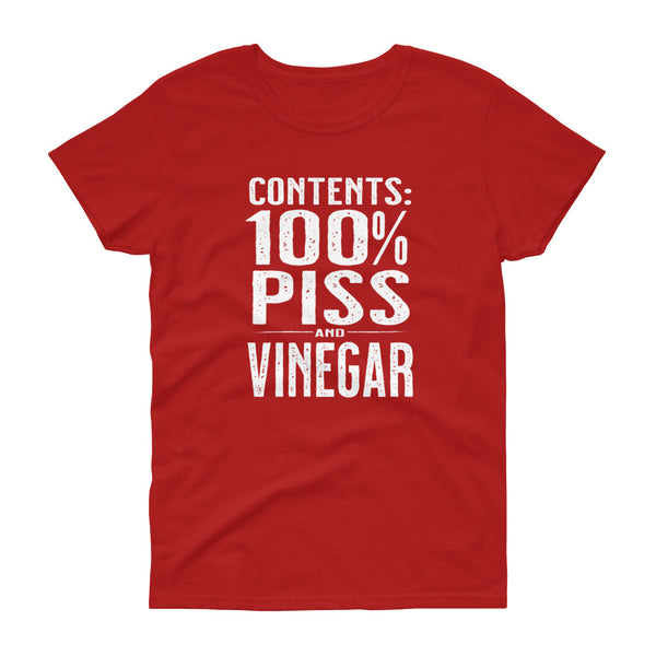 Red funny sarcastic piss and vinegar women's t-shirt from Shirty Store