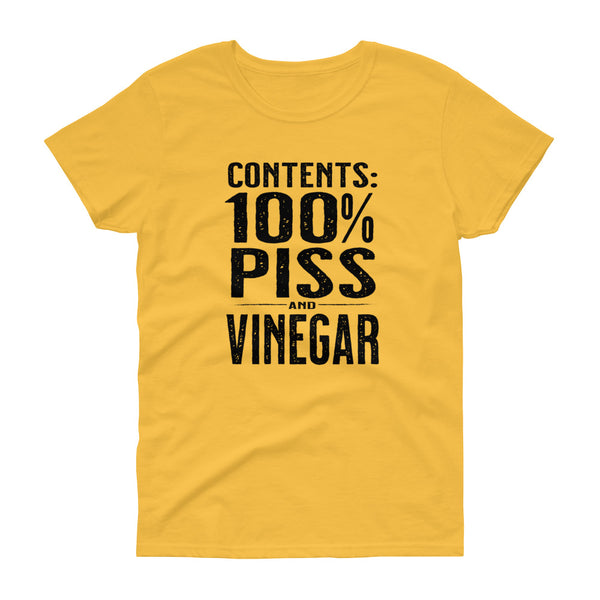 Yellow funny sarcastic piss and vinegar women's t-shirt from Shirty Store