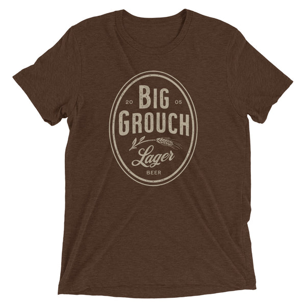 Brown funny Big Grouch Lager t-shirt from Shirty Store
