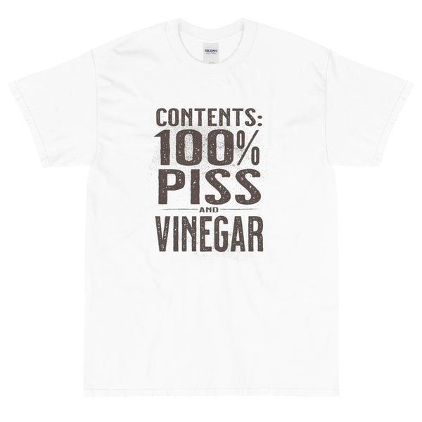 White sarcastic t-shirt piss and vinegar from Shirty Store