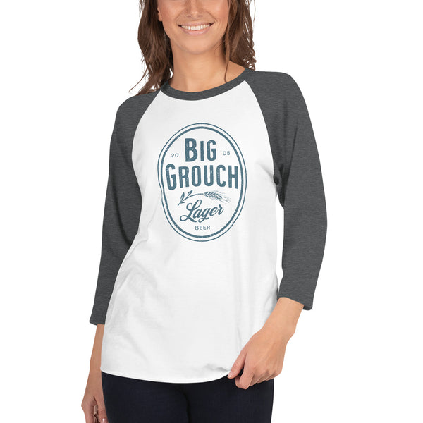 Big Grouch Lager 3/4 sleeve raglan funny shirt for women