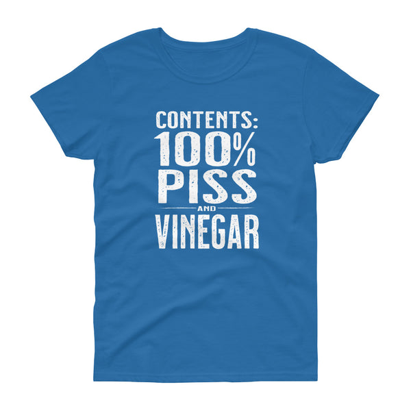 Blue funny sarcastic piss and vinegar women's t-shirt from Shirty Store
