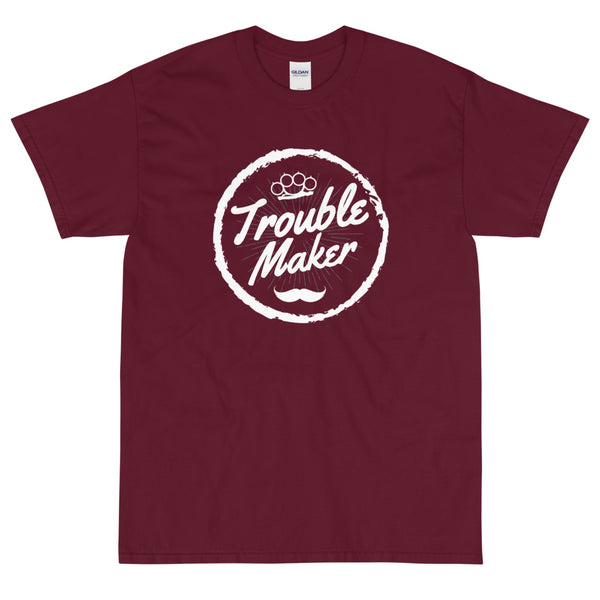 Maroon Funny sarcastic Trouble Maker t-shirt from Shirty Store