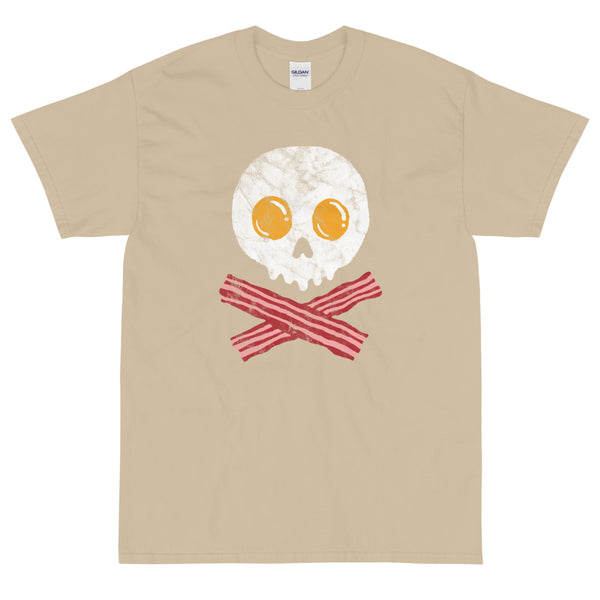 Tan funny breakfast pirate skull crossbones t-shirt from Shirty Store