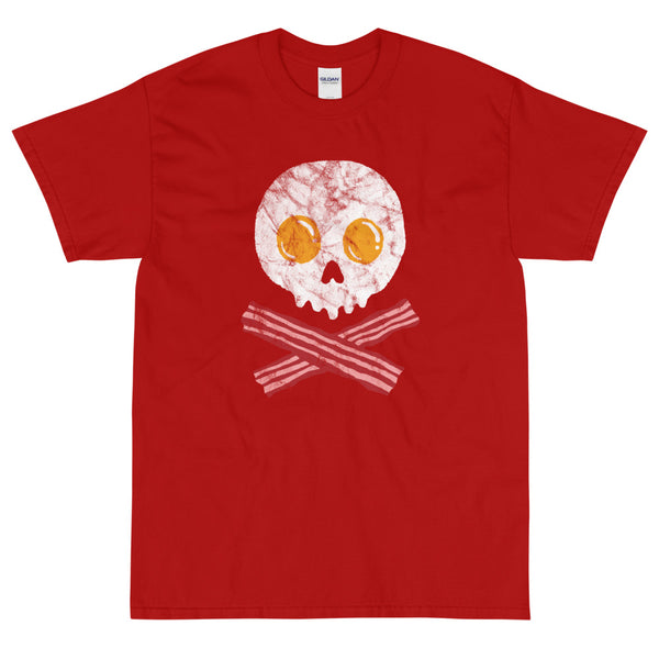 Red funny breakfast pirate skull crossbones t-shirt from Shirty Store