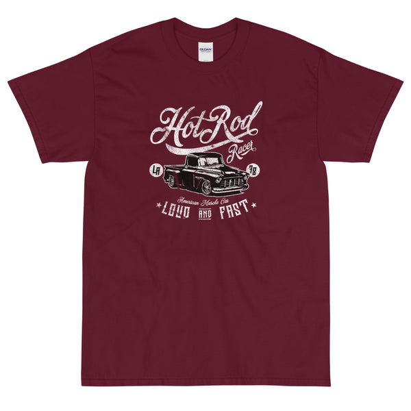 Maroon retro streetwear Hot Rod Racert-shirt from Shirty Store