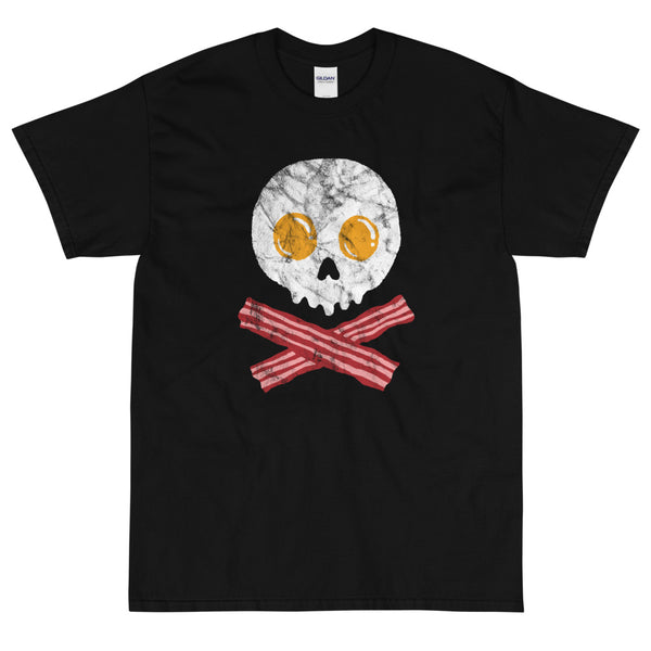 Black funny breakfast pirate skull crossbones t-shirt from Shirty Store