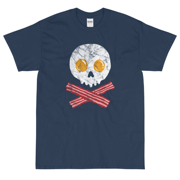 Blue funny breakfast pirate skull crossbones t-shirt from Shirty Store