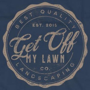 Close up of sarcastic Get Off My Lawn t-shirt from Shirty Store