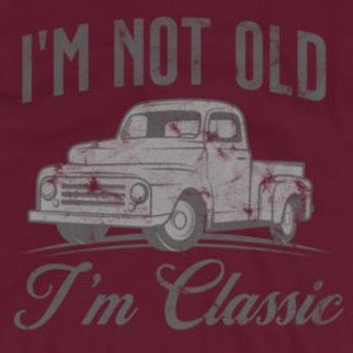 Close up of sarcastic I'm not old I'm classic t-shirt from Shirty Store