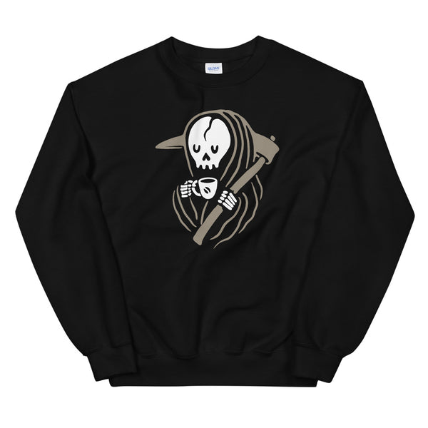 Grim Reaper loves coffee sweatshirt