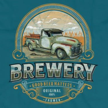 Close up of vintage retro old truck brewery t-shirt from Shirty Store